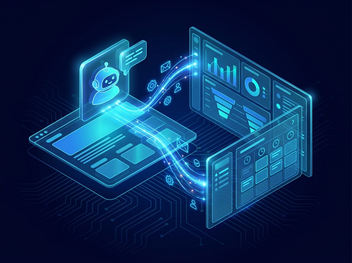 AI lead automation pipeline — chat to CRM to booking